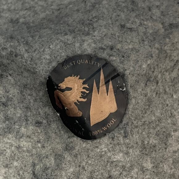 German Alpine Hiking Hat 100% Wool Gray Navy Blue Ribbon 57 cm - Picture 7 of 9